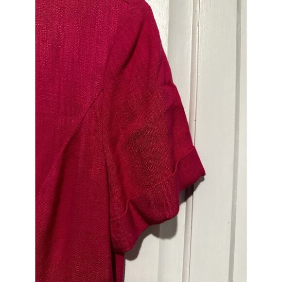 Adrianna Papell Dress Size 10 Maxi Button Down Hot Pink A-line Church Wedding - Picture 6 of 12